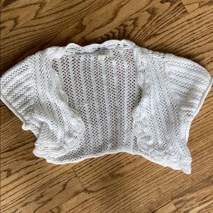 white short sleeve cropped cardigan